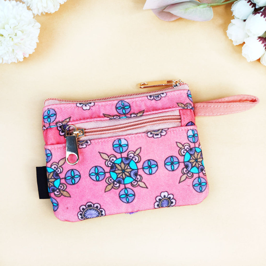 Front Flap Wallet-Peach Purple Tile