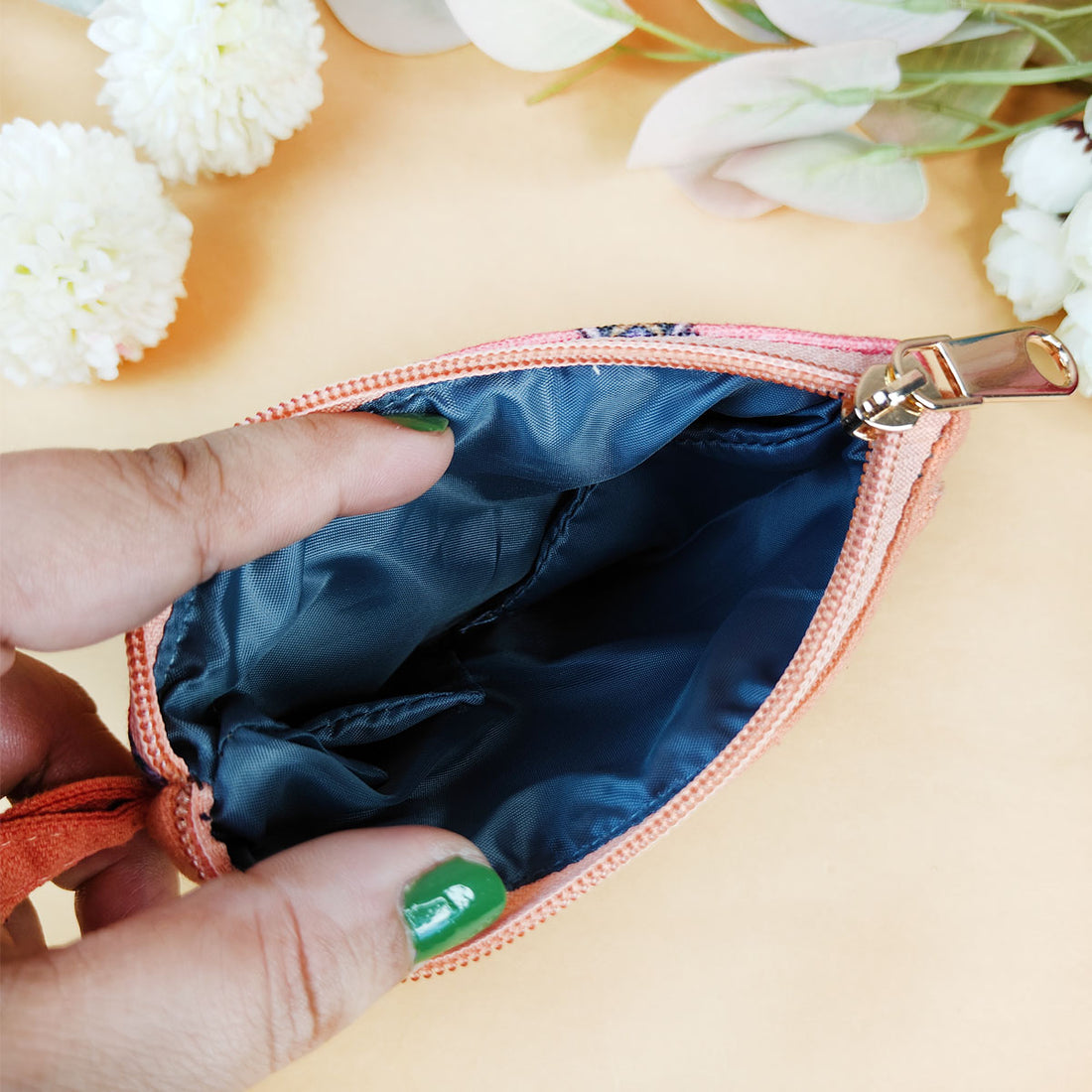 Front Flap Wallet-Peach Purple Tile