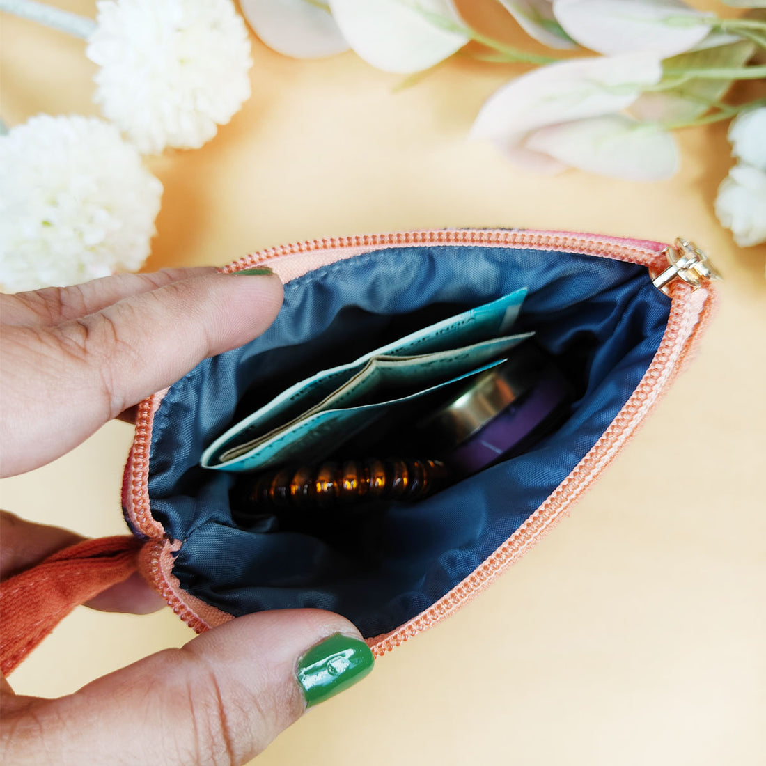 Front Flap Wallet-Peach Purple Tile