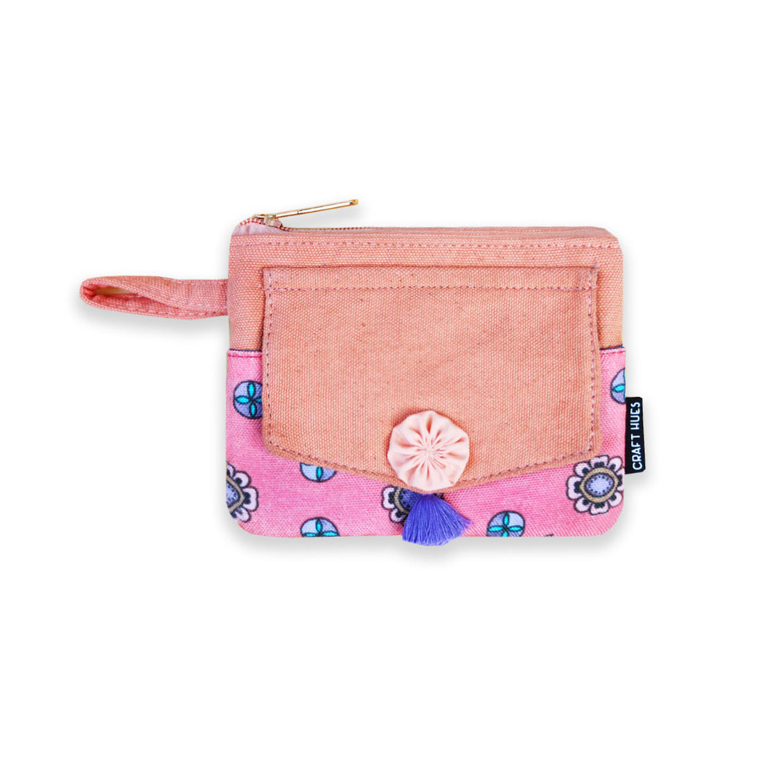 Front Flap Wallet-Peach Purple Tile