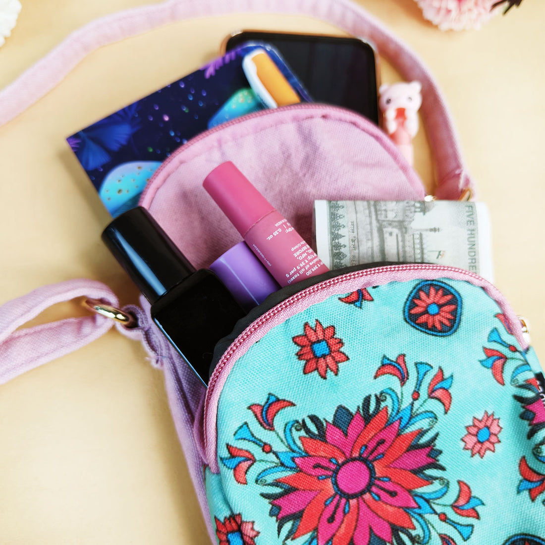 Front Pocket Sling- Red Teal Tile
