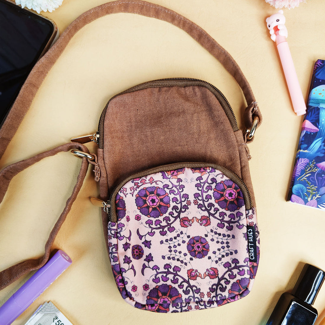 Front Pocket Sling-Purple Suzani