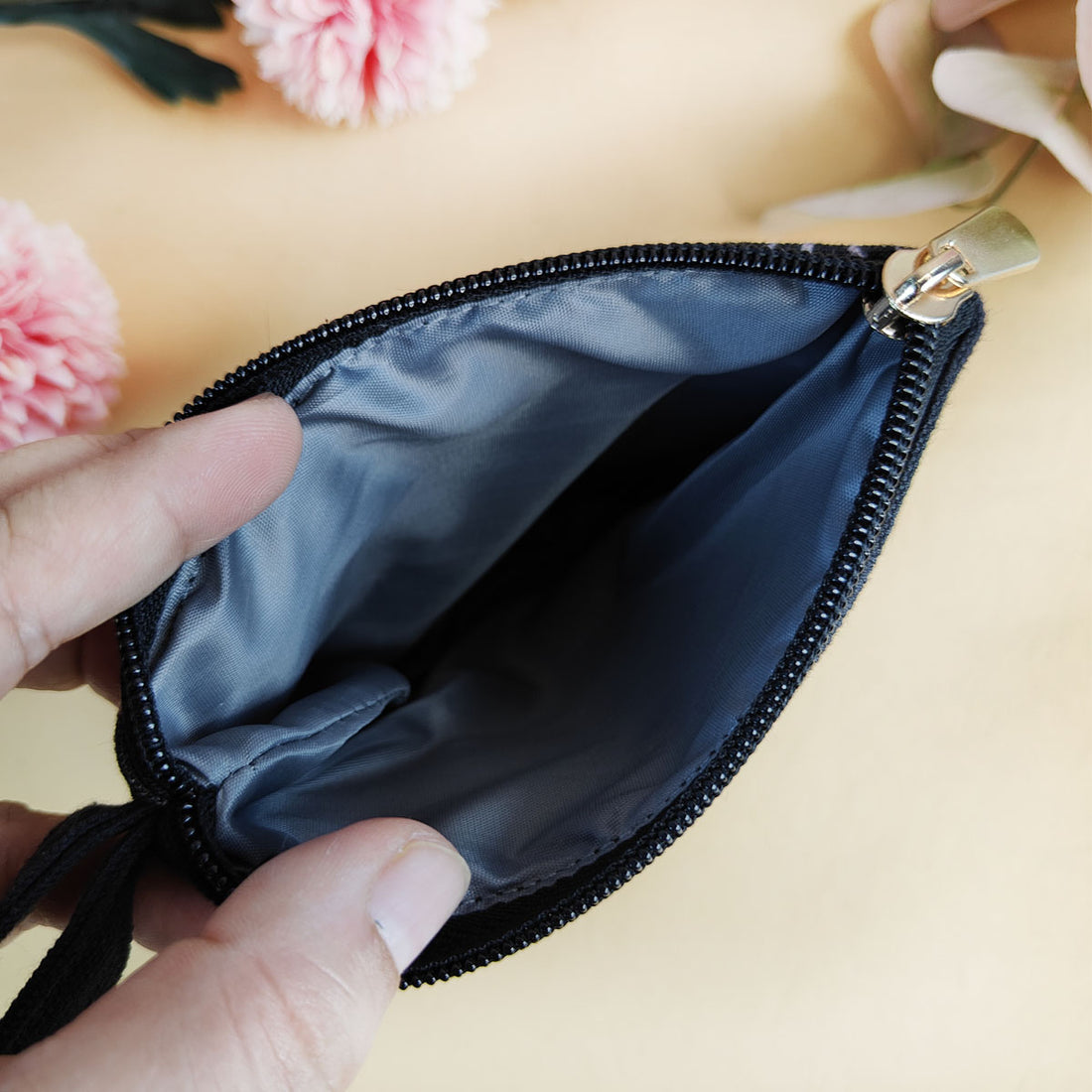 Front Flap Wallet-Black Warli
