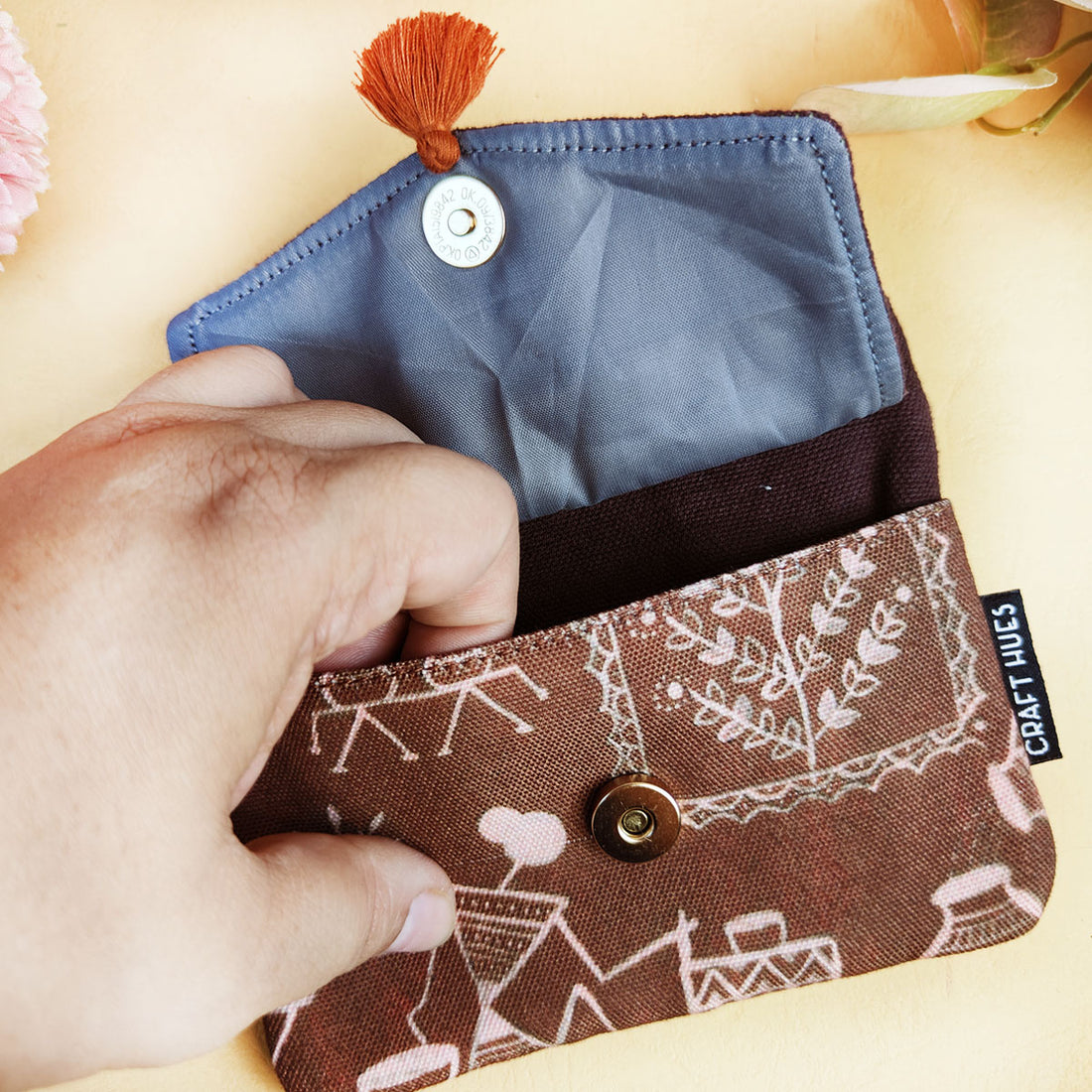 Front Flap Wallet-Brown Warli