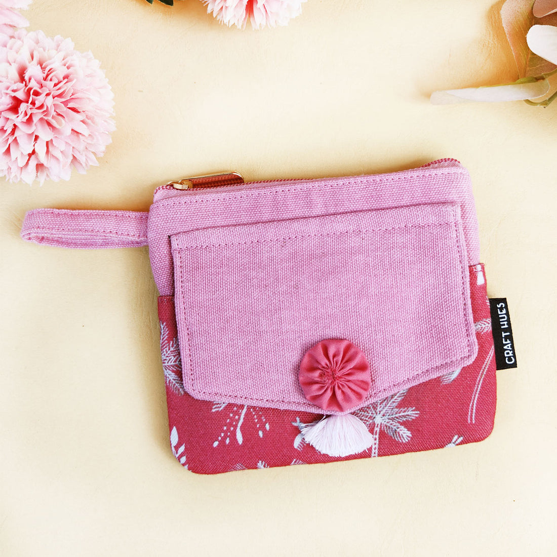 Front Flap Wallet- Red Warli