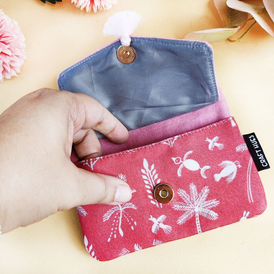 Front Flap Wallet- Red Warli