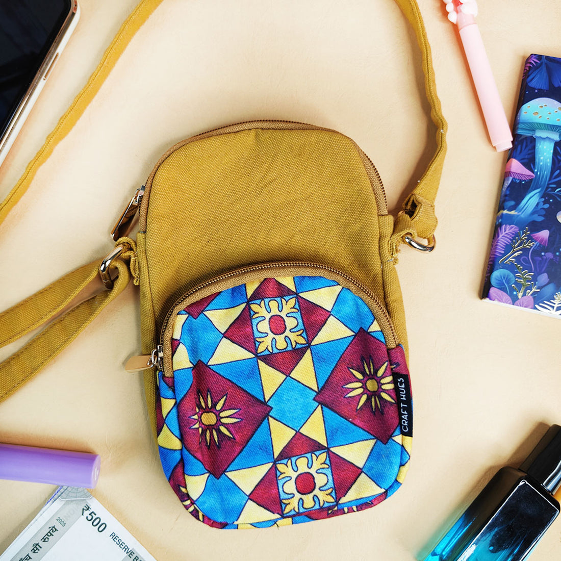 Front Pocket Sling- Red Yellow Tile