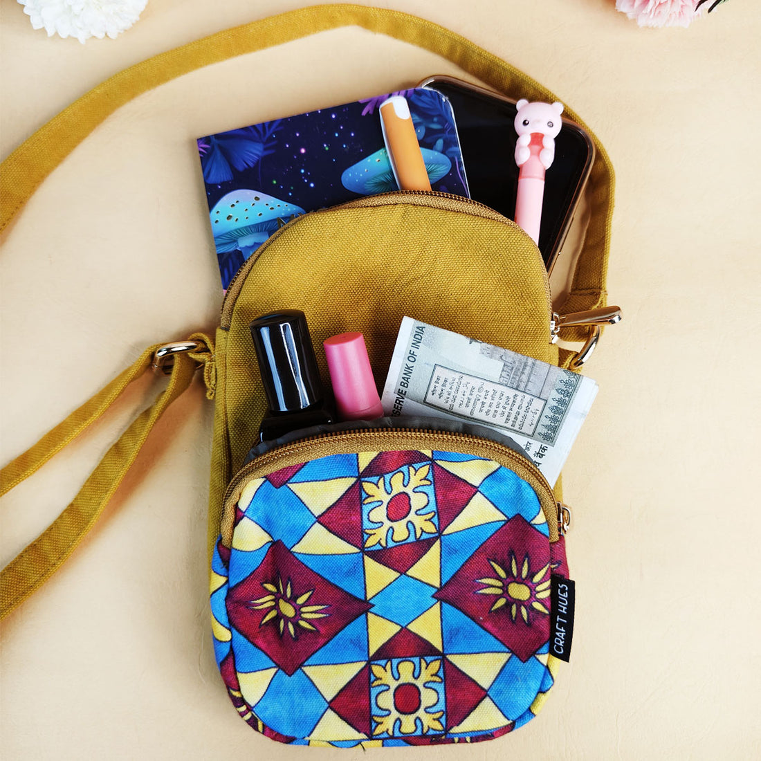 Front Pocket Sling- Red Yellow Tile