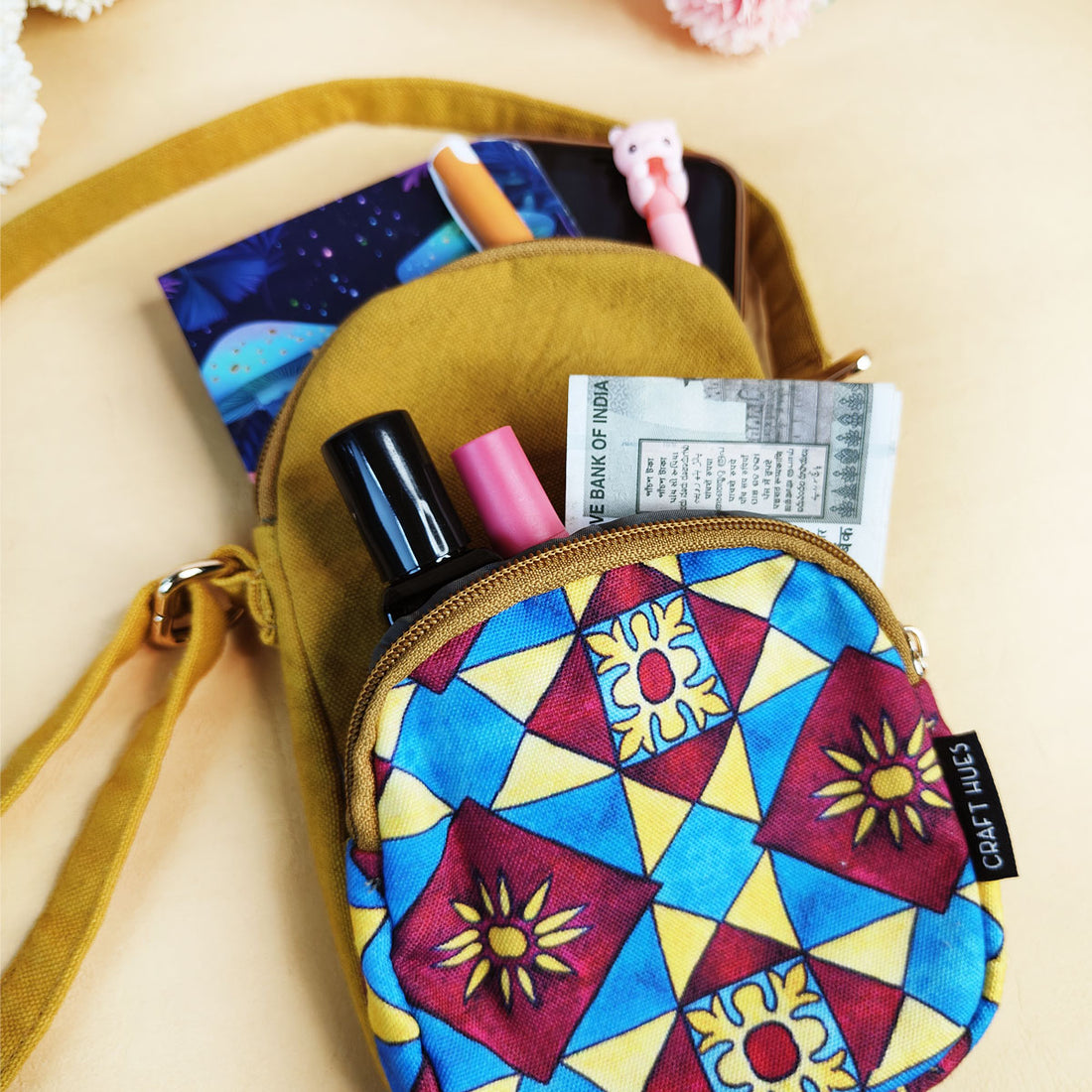 Front Pocket Sling- Red Yellow Tile