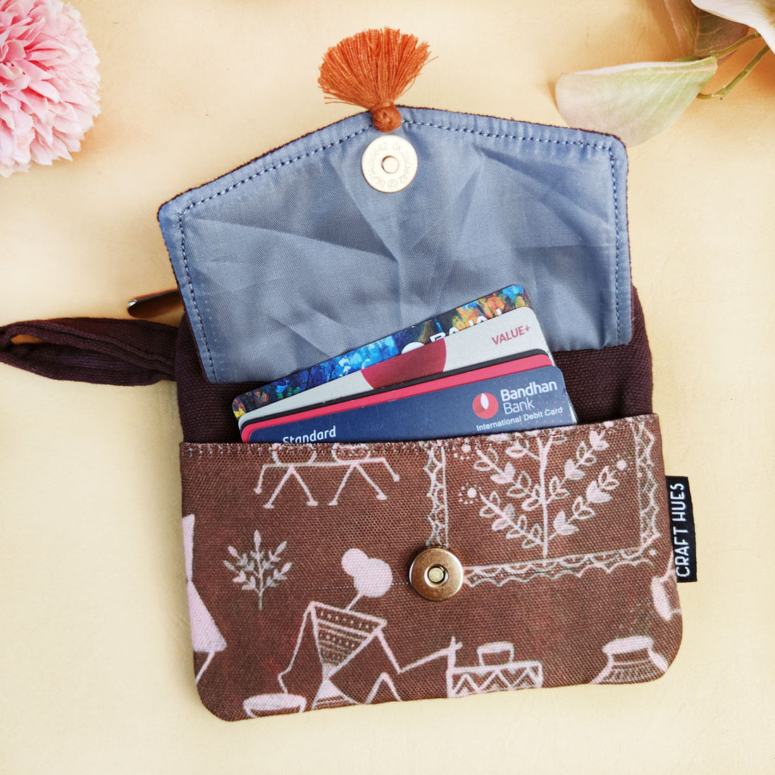 Front Flap Wallet-Brown Warli