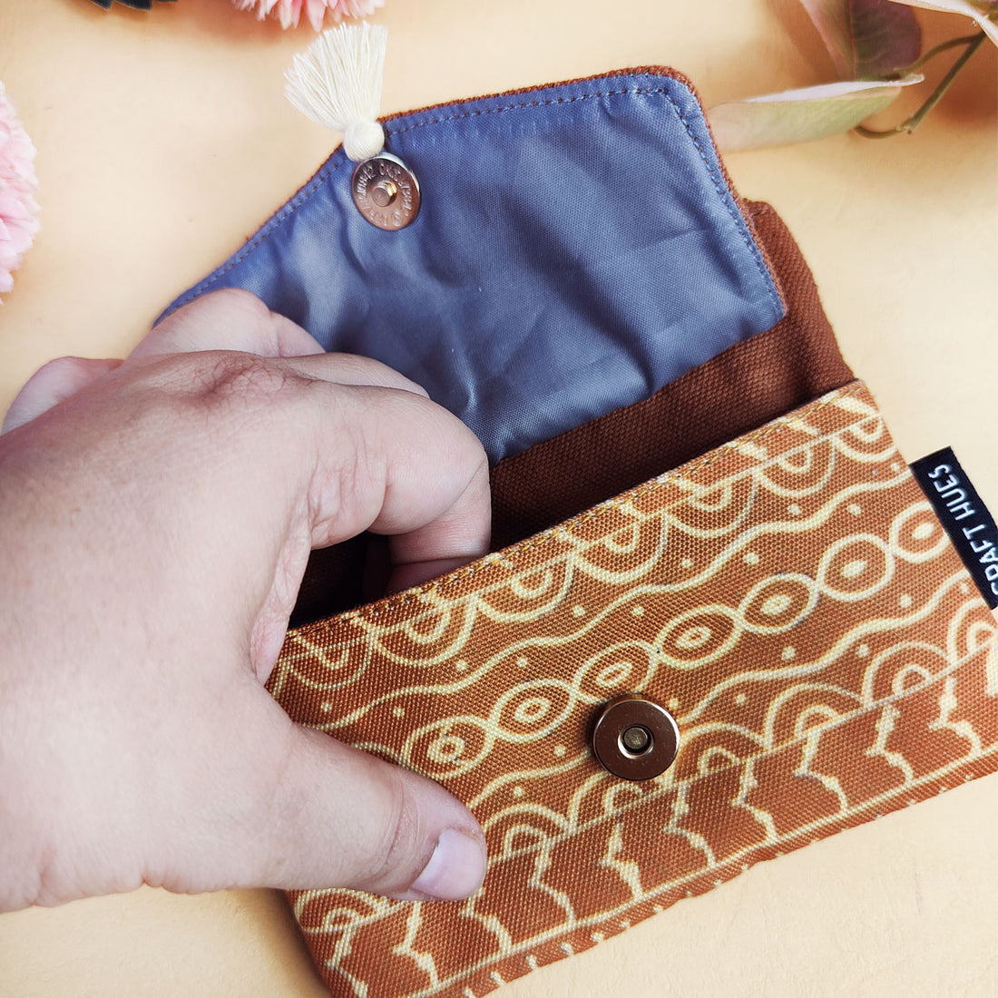Front Flap Wallet- Mustard Warli