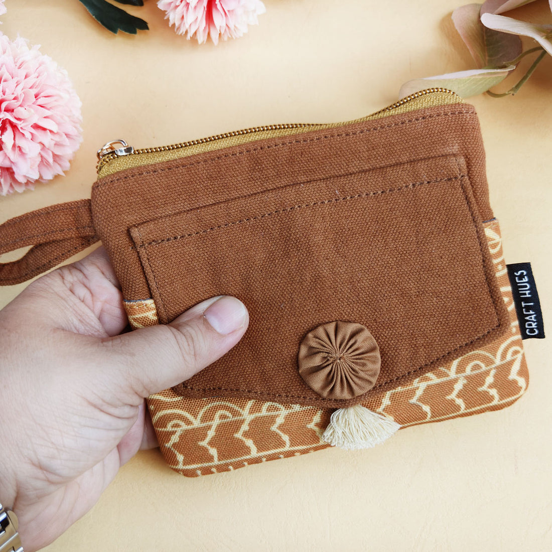 Front Flap Wallet- Mustard Warli