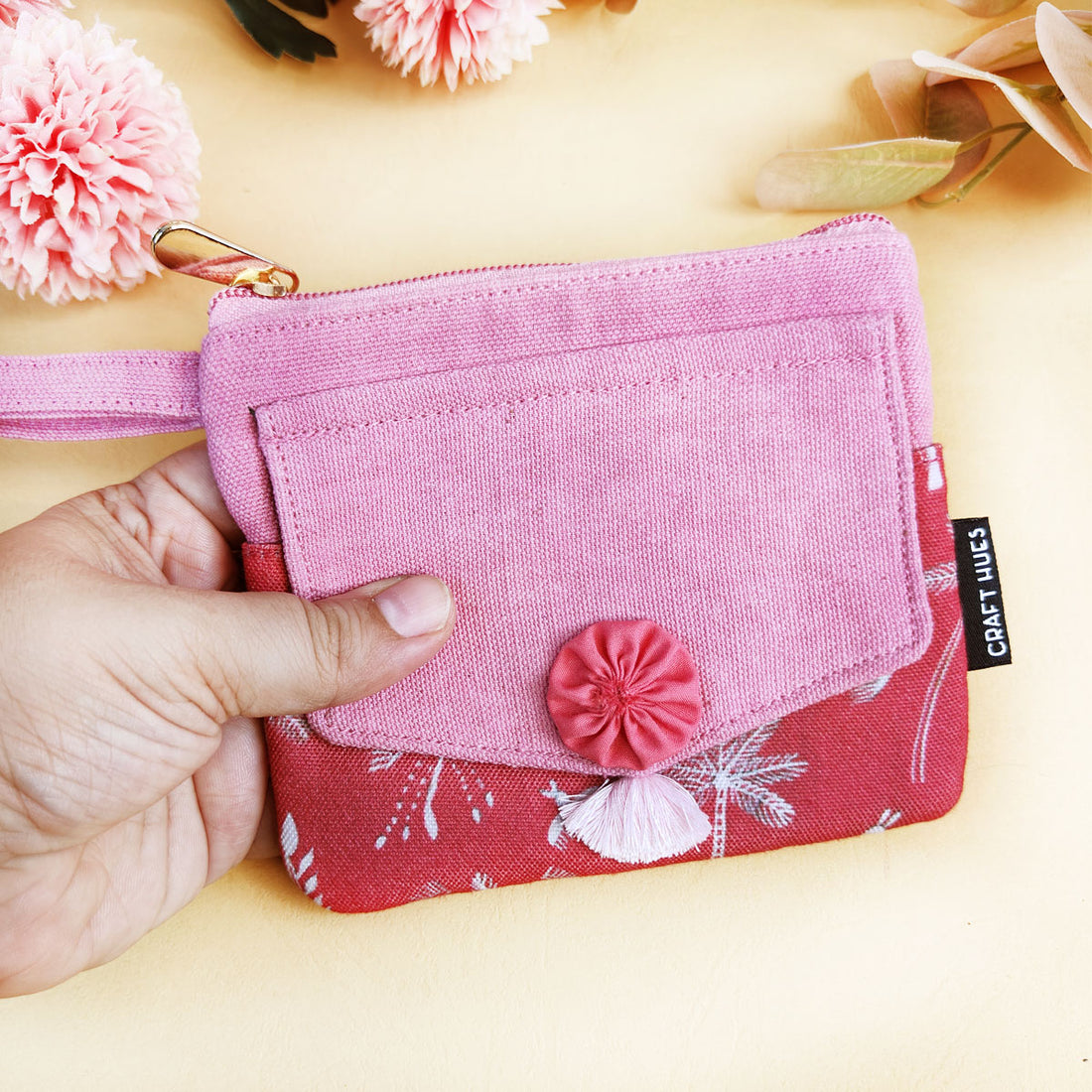 Front Flap Wallet- Brown-Red Warli