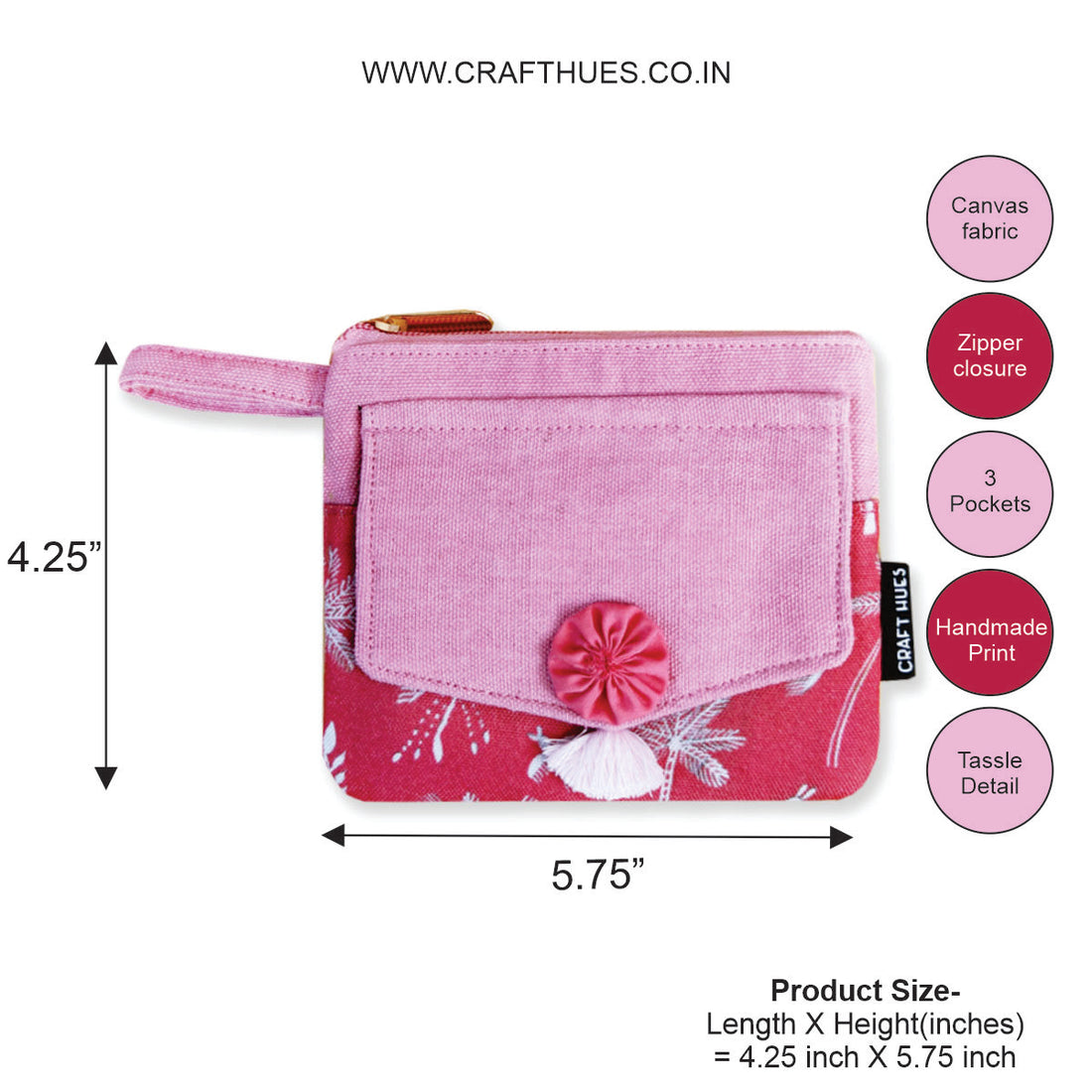 Front Flap Wallet- Red Warli
