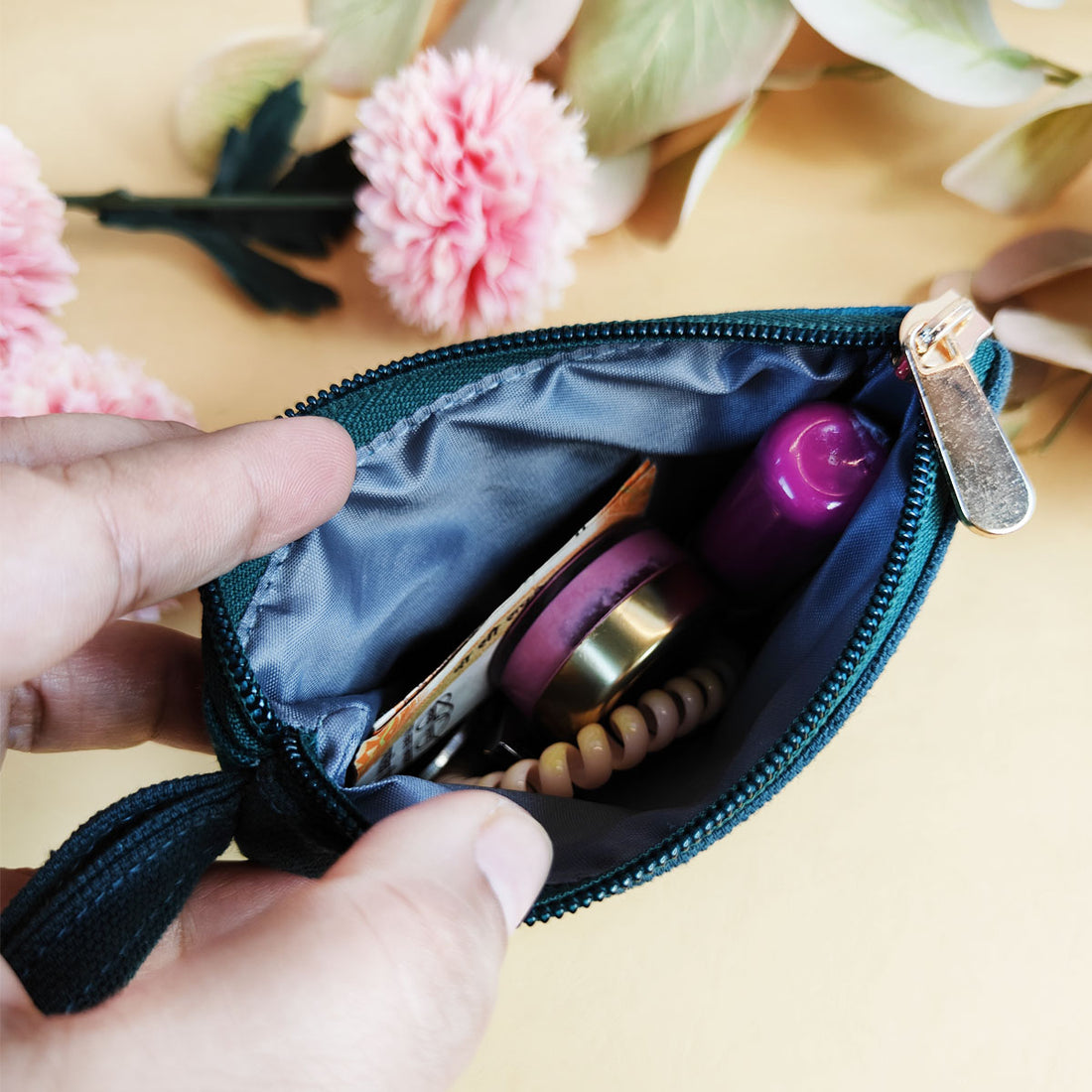Front Flap Wallet- Teal Warli