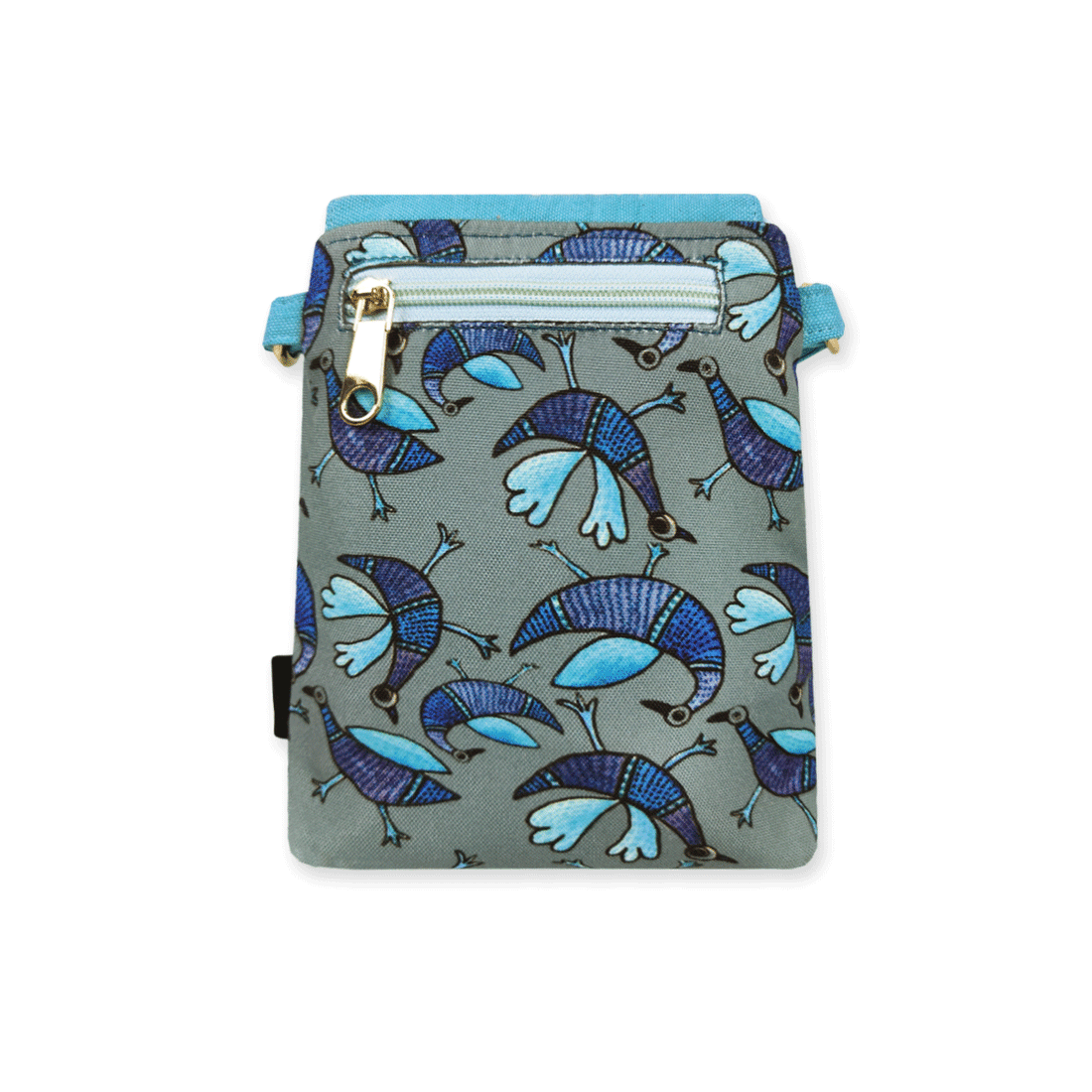 Mobile Sling Bag- Gond Blue Bird