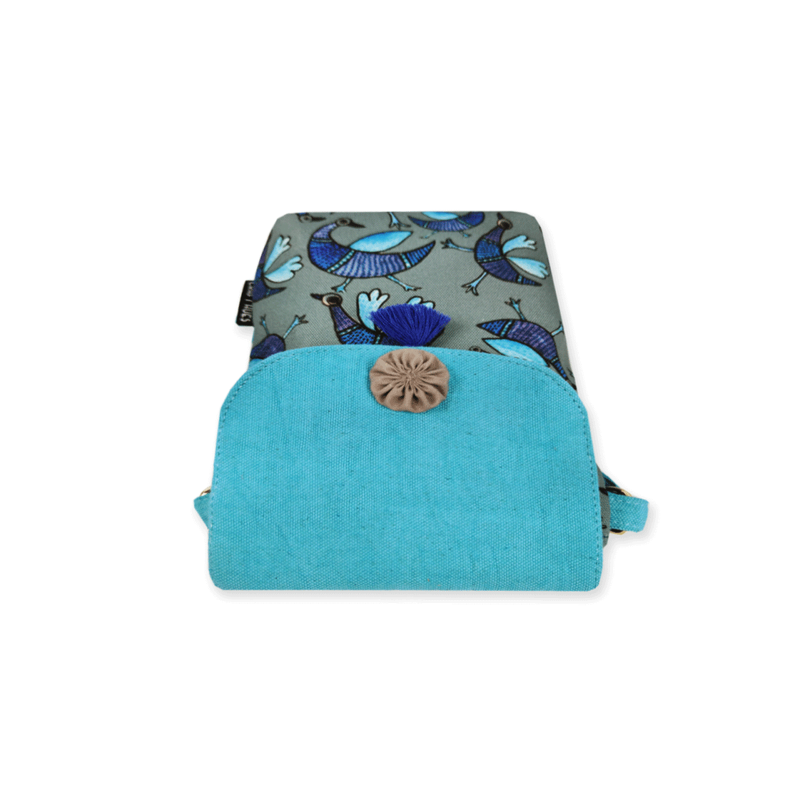 Mobile Sling Bag- Gond Blue Bird