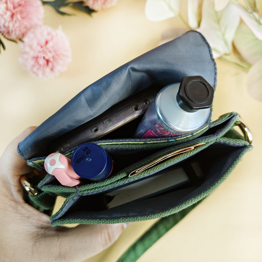 Green-Pink Godna Sling Wallet Combo