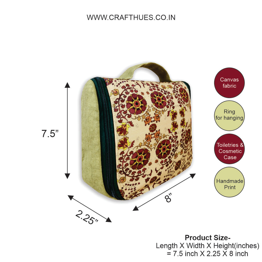 Toiletry Organizer - Green Maroon Suzani Floral