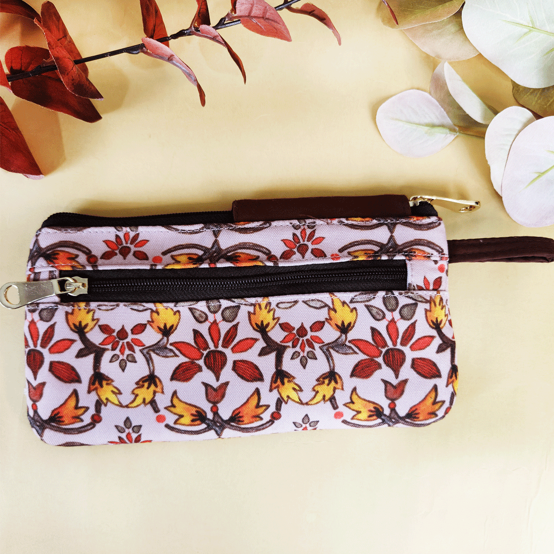 Side Flap Wallet- Maroon Floral