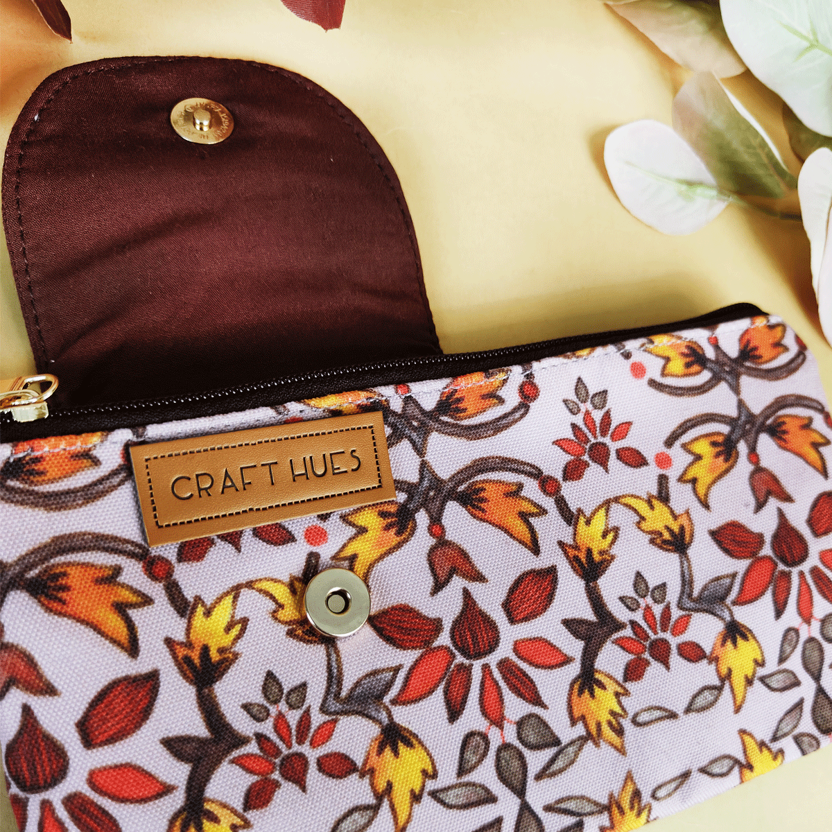 Side Flap Wallet- Maroon Floral