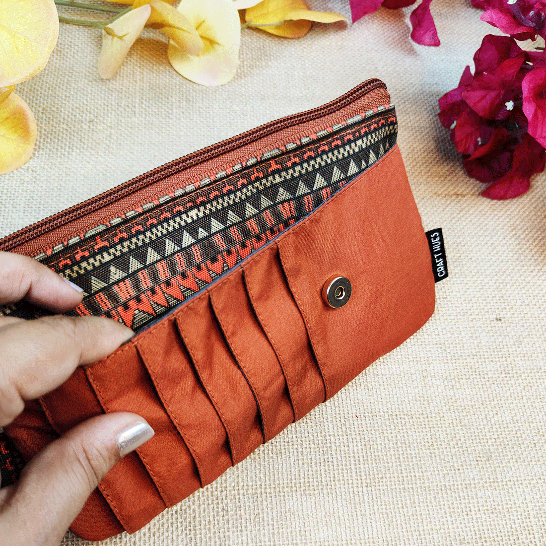 Long front card Wallet-Rust Aztec