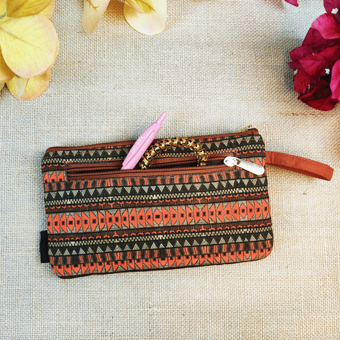 Long front card Wallet-Rust Aztec