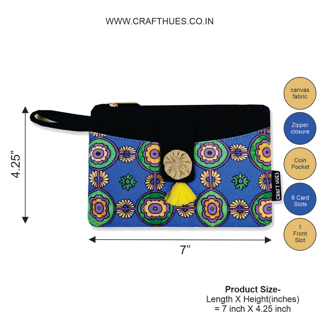 Long Mini Wallet-Blue Green Tiles