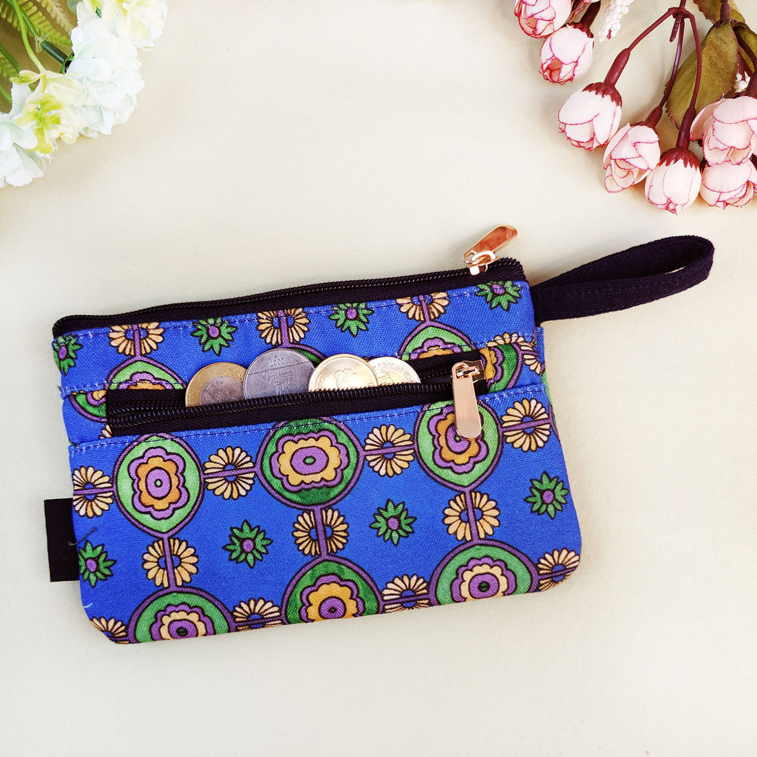 Long Mini Wallet-Blue Green Tiles