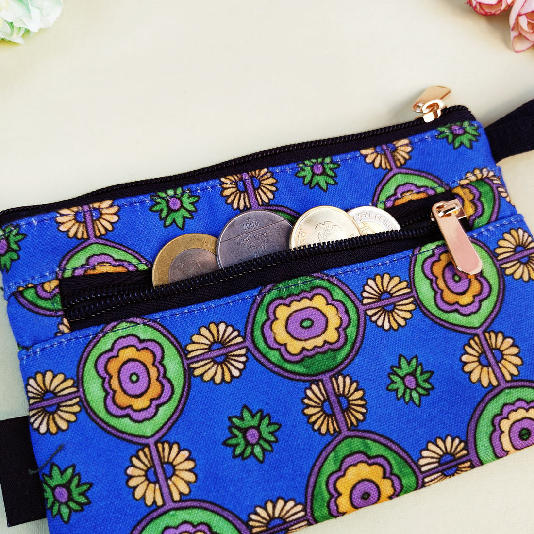 Long Mini Wallet-Blue Green Tiles