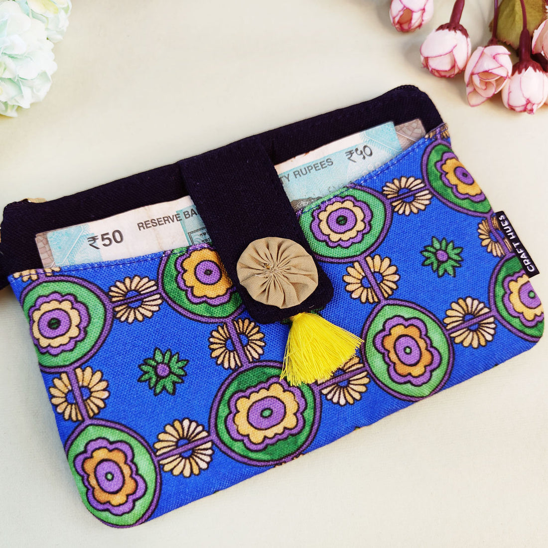 Long Mini Wallet-Blue Green Tiles