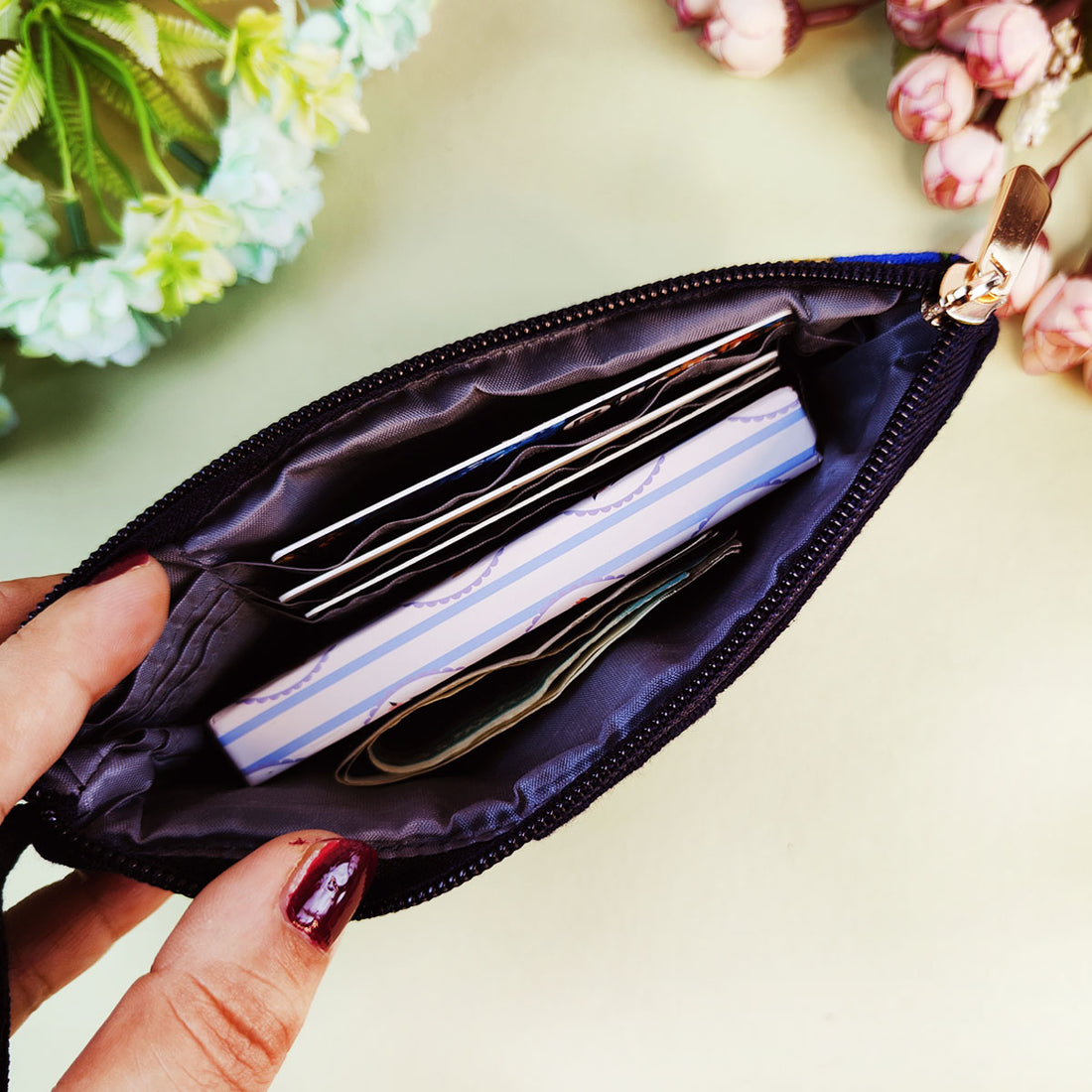 Long Mini Wallet-Blue Green Tiles