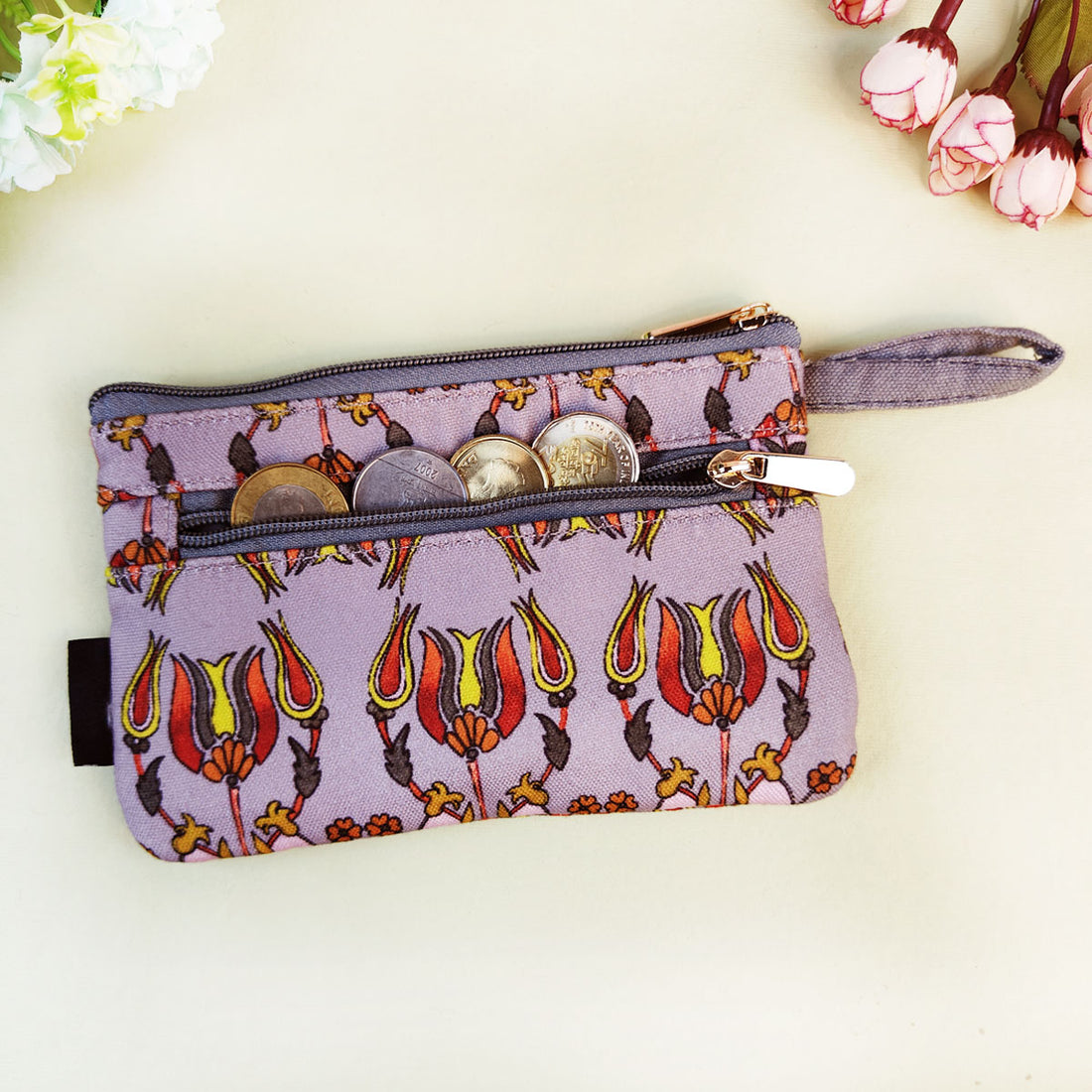 Long Mini Wallet-Grey Persian Garden