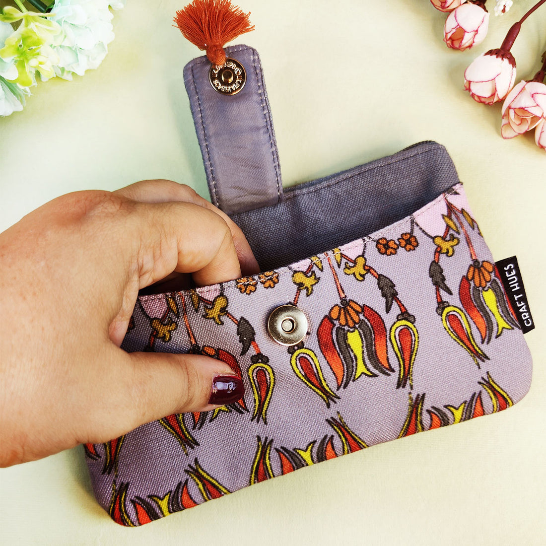 Long Mini Wallet-Grey Persian Garden