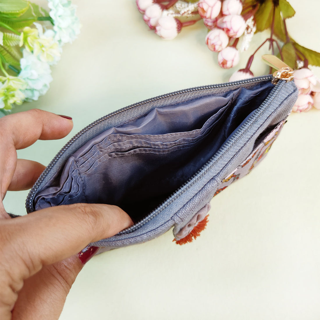 Long Mini Wallet-Grey Persian Garden