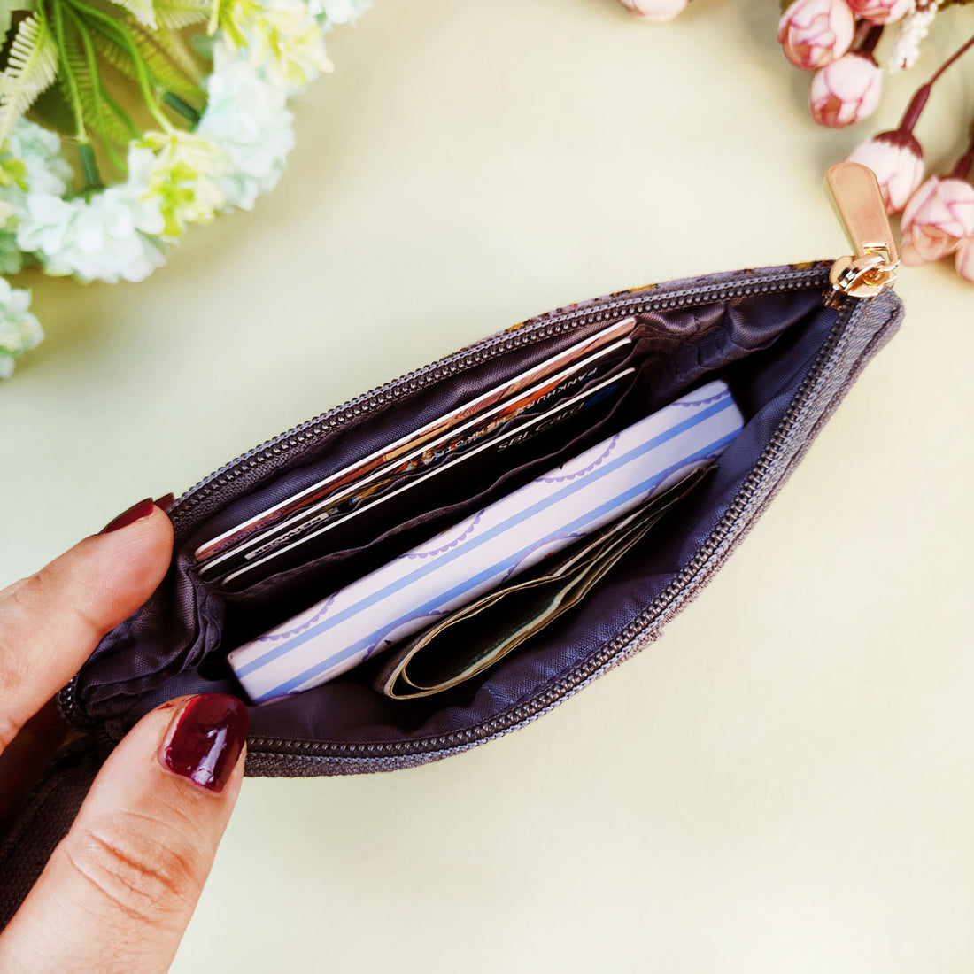 Long Mini Wallet-Grey Persian Garden