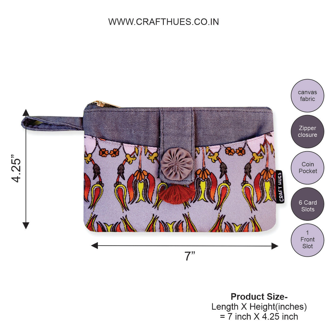 Long Mini Wallet-Grey Persian Garden