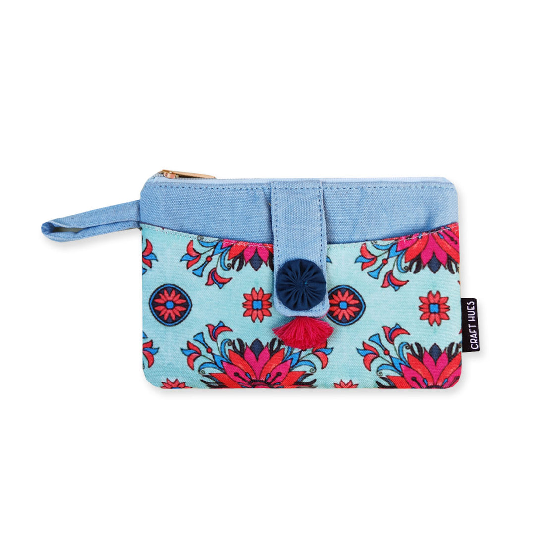 Long Mini Wallet- Red Teal Tile