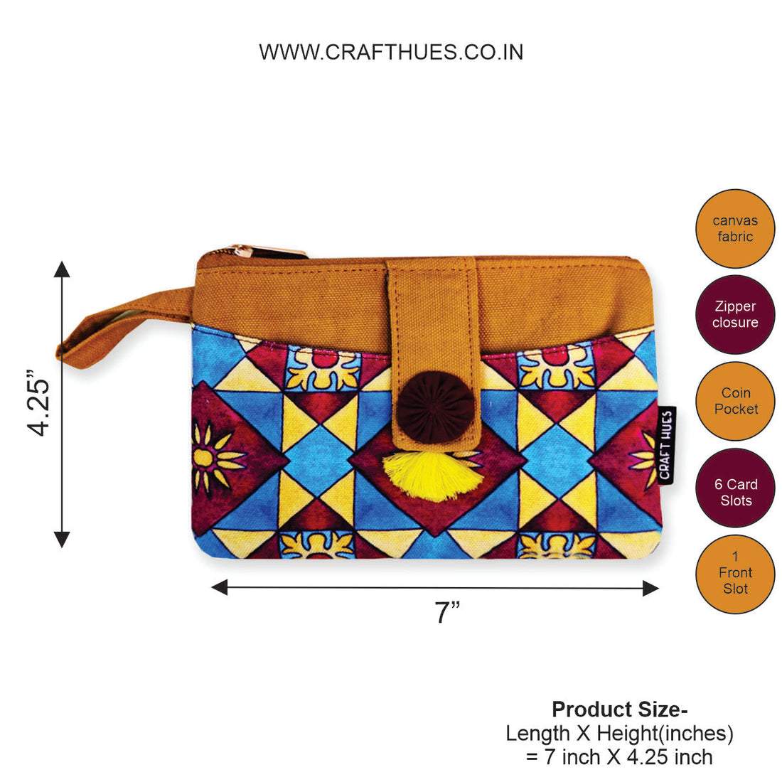 Long Mini Wallet-Blue Maroon Checks