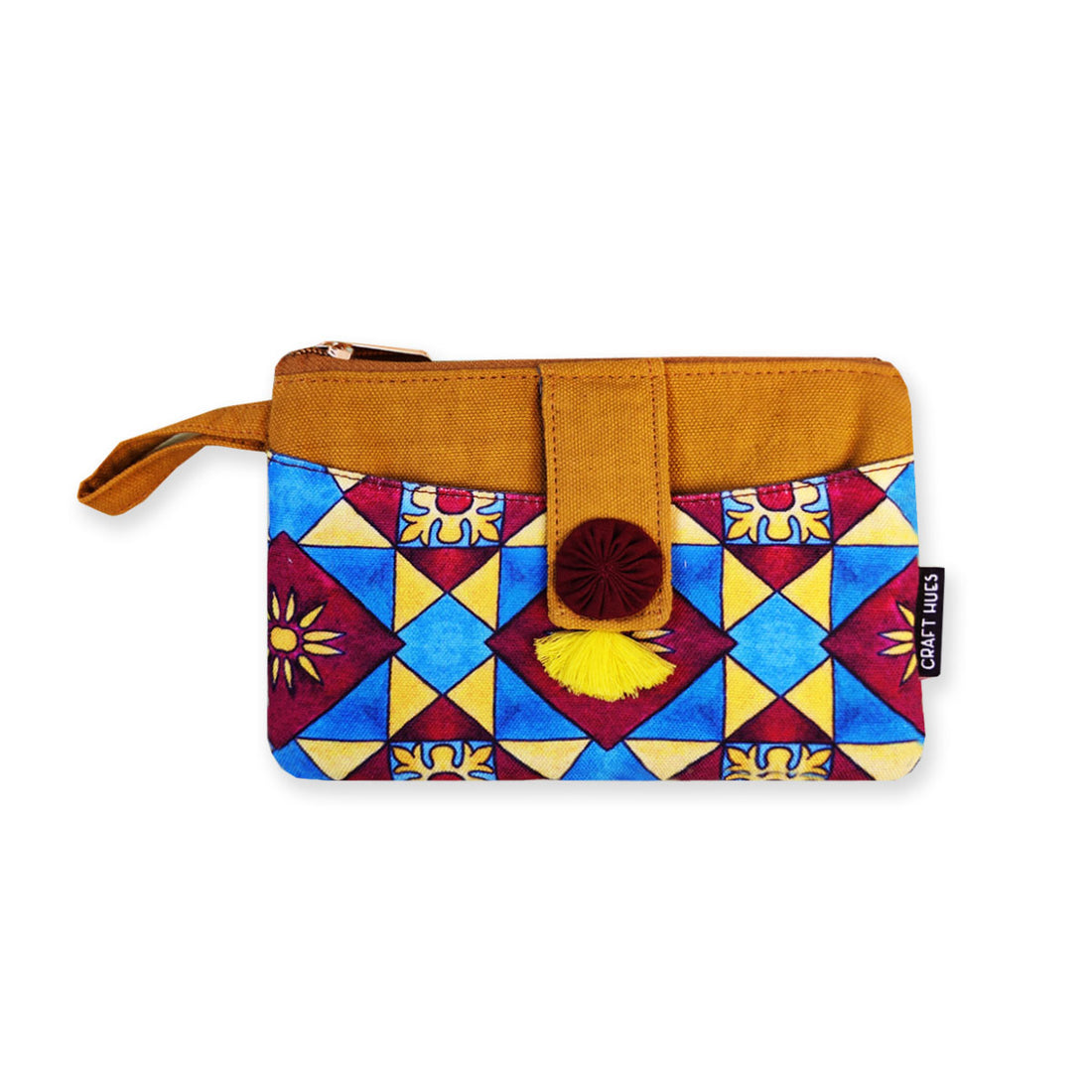 Long Mini Wallet-Blue Maroon Checks