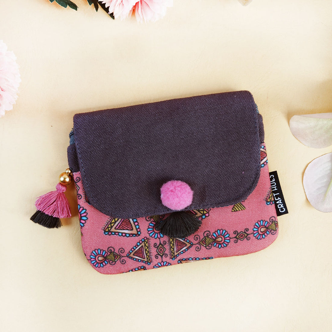Maroon Triangle Godna Art Mini Wallet