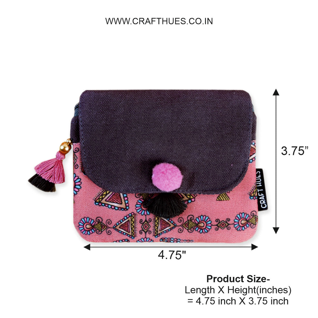 Maroon Triangle Godna Art Mini Wallet