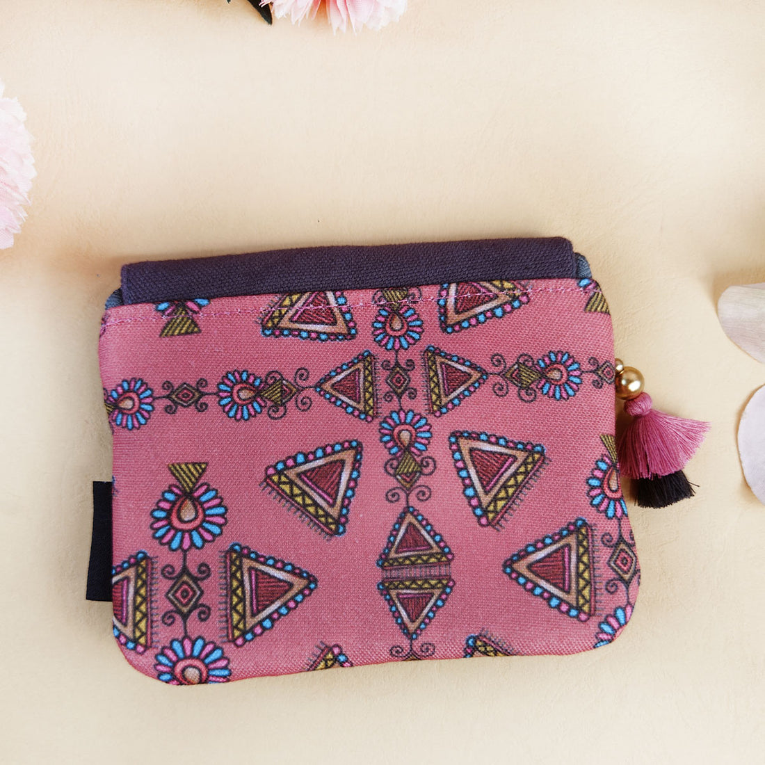 Maroon Triangle Godna Art Mini Wallet