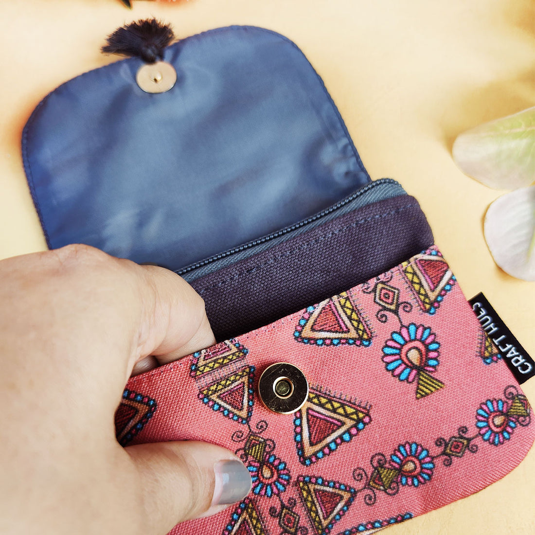 Maroon Triangle Godna Art Mini Wallet
