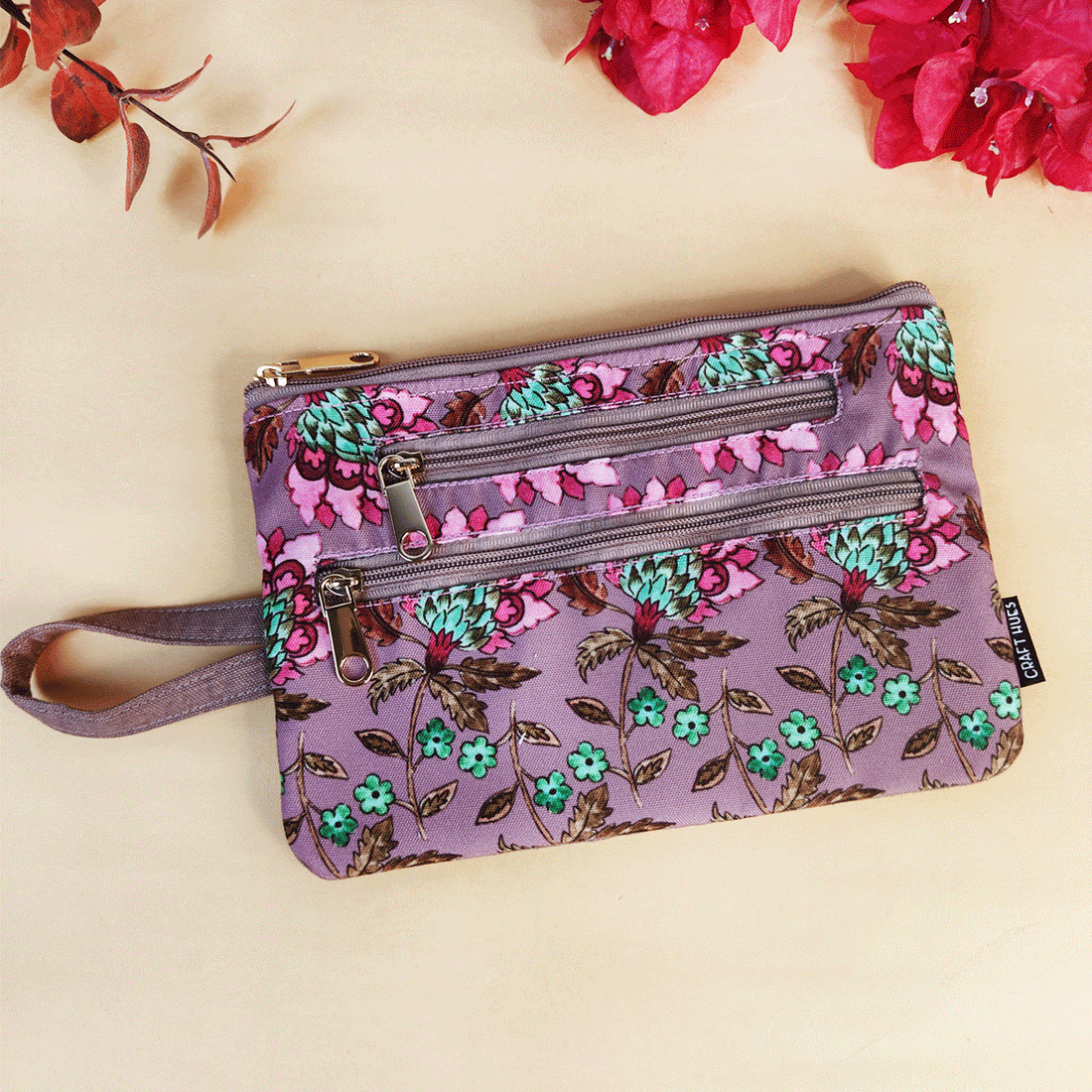 Multi-Purpose Pouch Combo-Gond Blue Bird- Mauve Garden