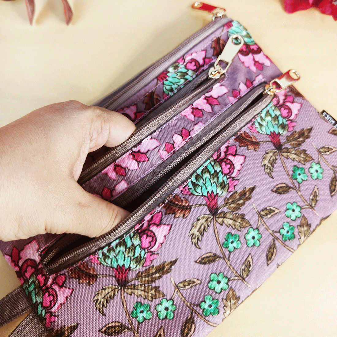 Multi-Purpose Pouch Combo-Mauve Garden-Green Knot