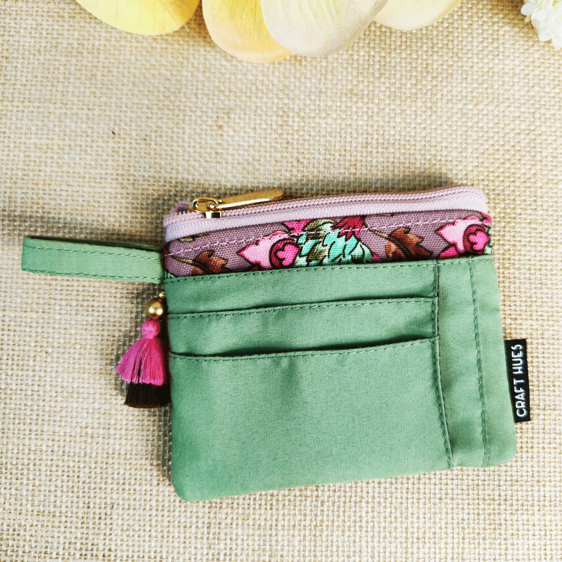 Mini Wallet front card Combo- Green & Pink