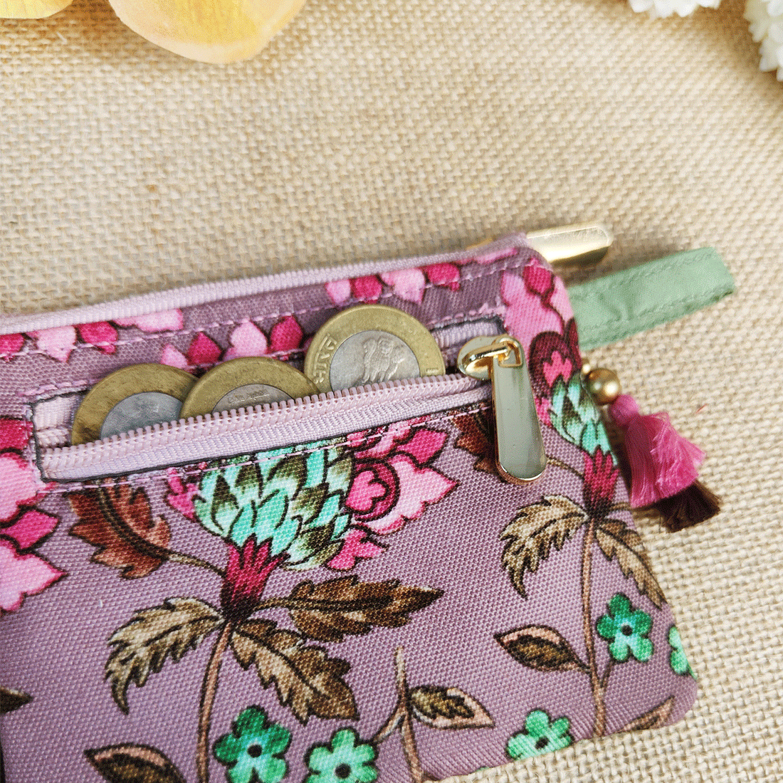 Mini Wallet front card Combo- Green & Pink