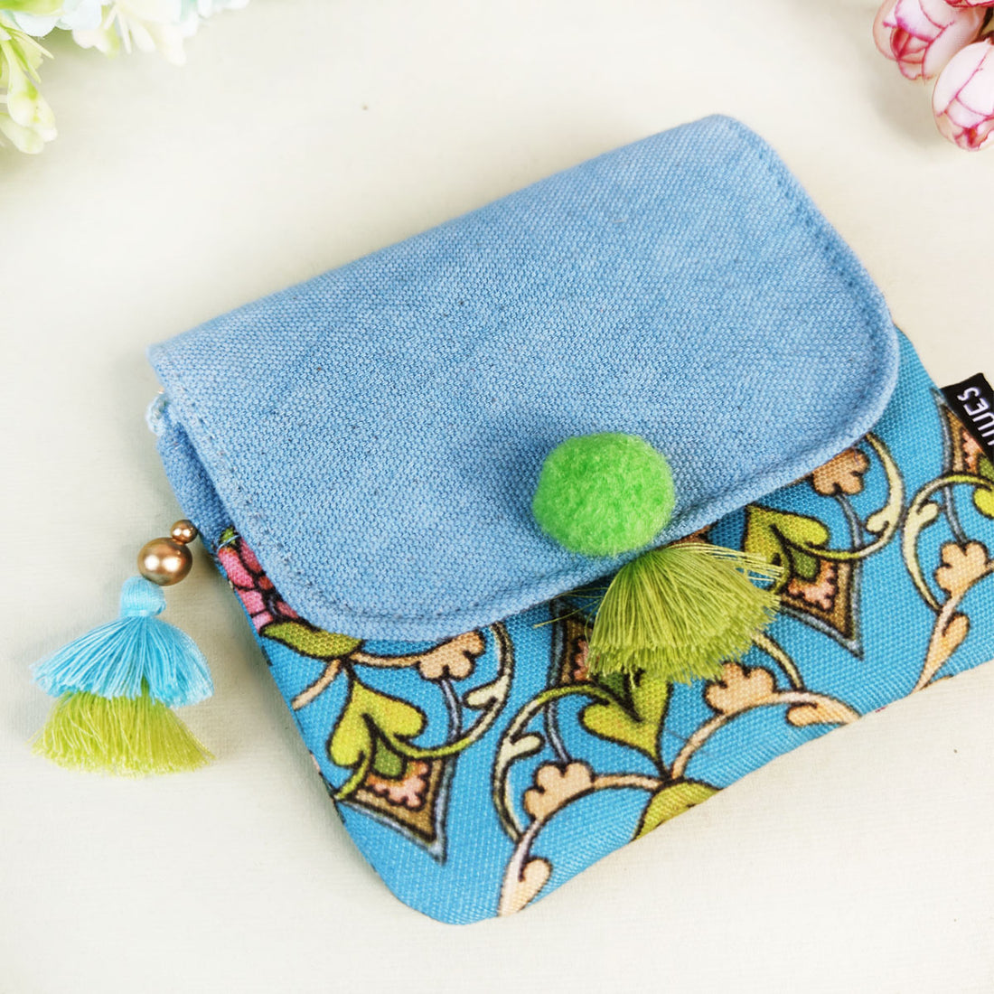 Mini Flap Wallet- Aqua Blue Persian
