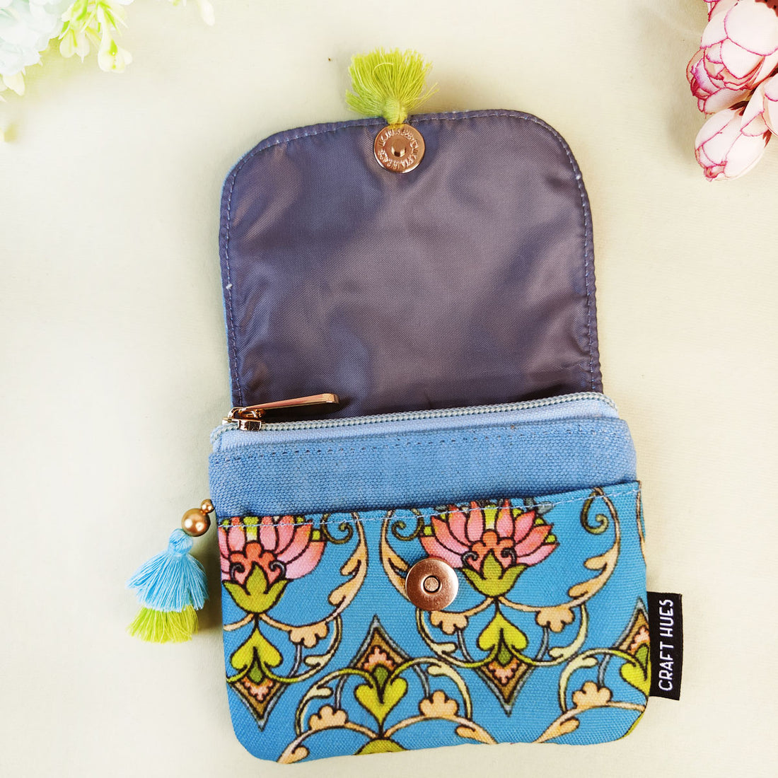 Mini Flap Wallet- Aqua Blue Persian